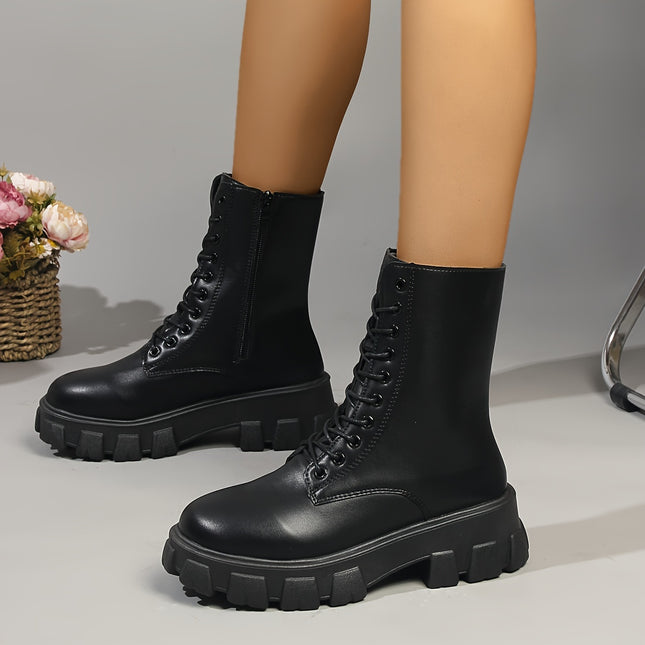 Stylish Lace-Up Platform Boots