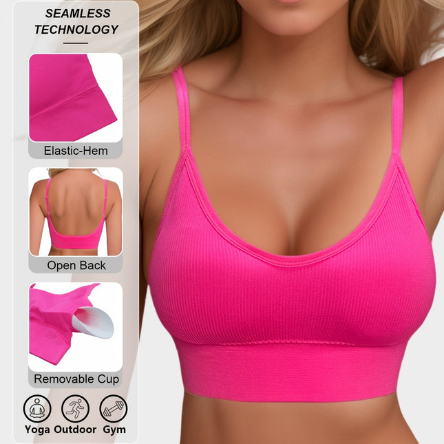 Knitted Ribbed Halter Sports Bra