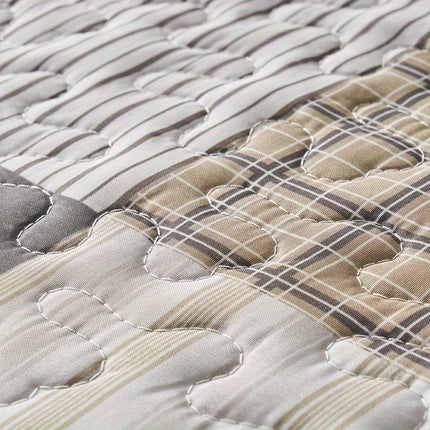 Plaid Patchwork Double Bedspread Set