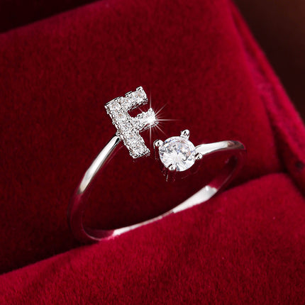 Adjustable Letter Zirconia Copper Ring