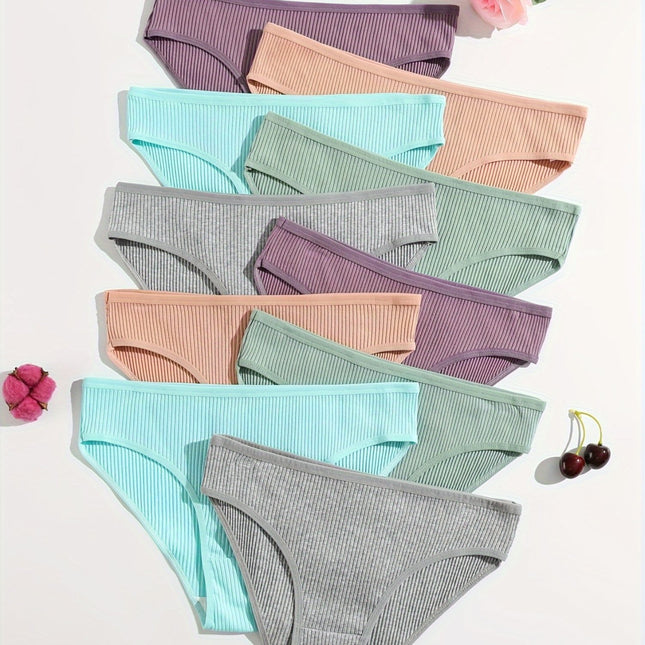10-Pack Ribbed Cotton Briefs