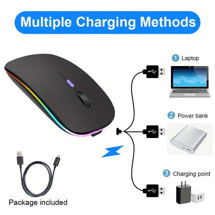 Ergonomic RGB Silent Mouse - Monti Bargains