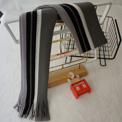 Men’s Striped Tassel Acrylic Scarf