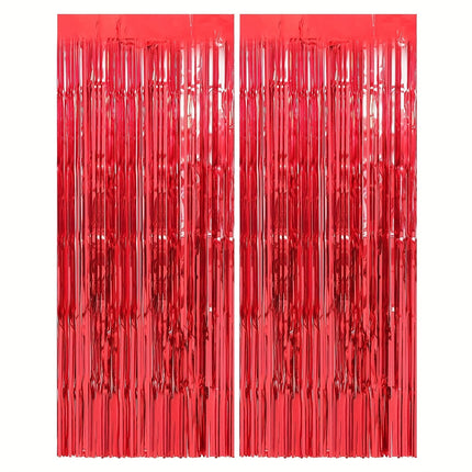 2 Packs Set of Foil Streamer Fringe Backdrop & Tinsel Metallic Decoration