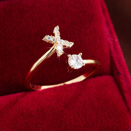 Adjustable Letter Zirconia Copper Ring