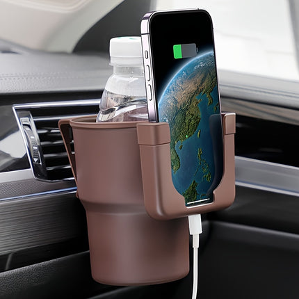 Adjustable Car Cup Holder with Built-In Phone Stand