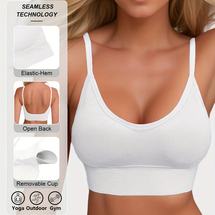 Knitted Ribbed Halter Sports Bra