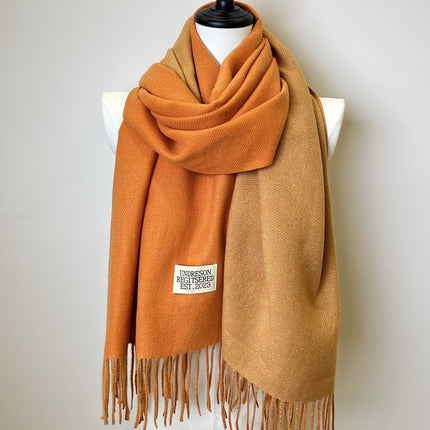 Double-Sided Two-Color Tassel Scarf