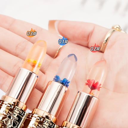 3pcs Flower-Shaped Crystal Gel Lipstick Set – Color Changing