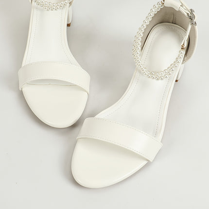 Elegant White Pearl Summer Heels