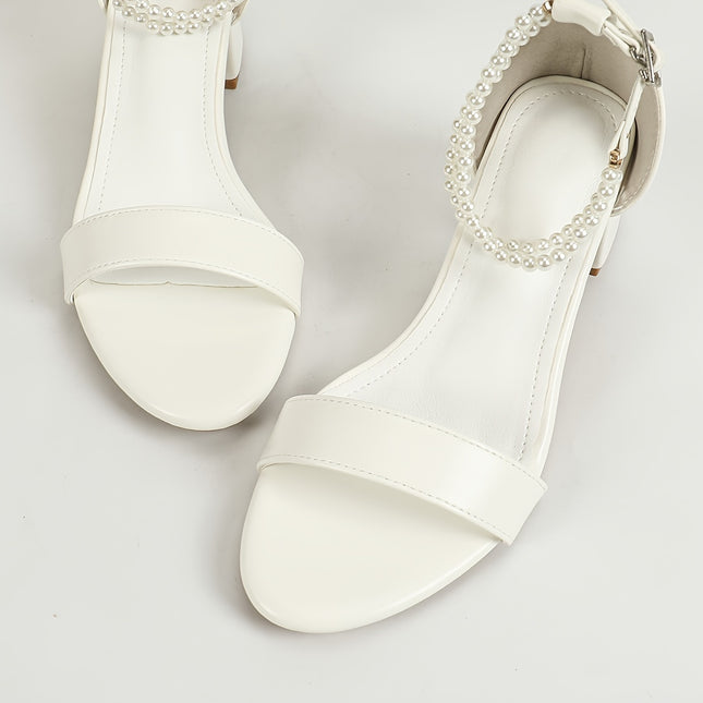 Elegant White Pearl Summer Heels