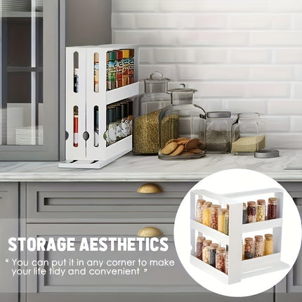 2-Tier Rotating Spice Rack Organizer – Space-Saving