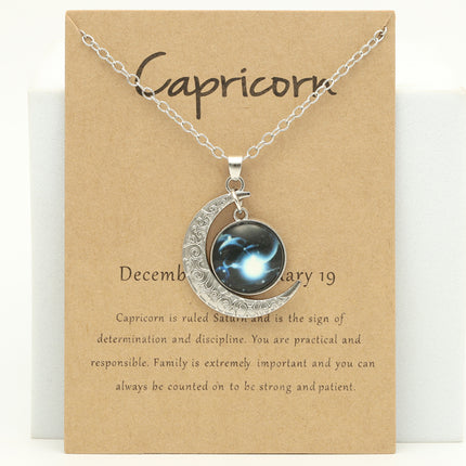 Luminous Zodiac Cross Pendant Necklace