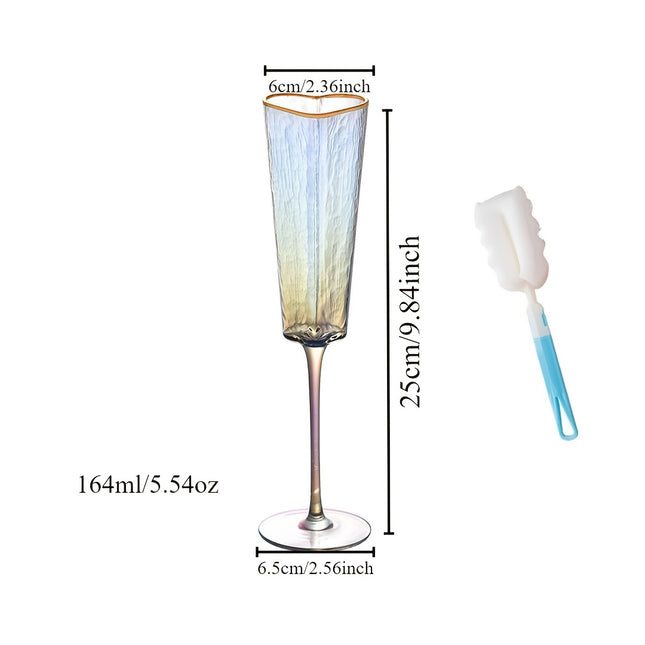 Elegant 5.54oz Champagne Flute with Gold-Plated Heart Design