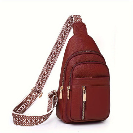 Vintage Multi-Pocket PU Leather Chest Bag