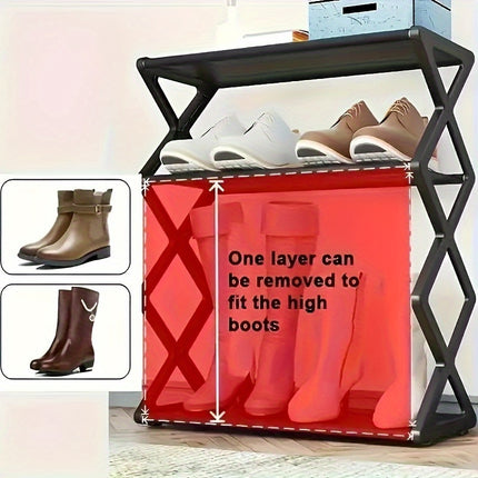 Retro Folding 4-Tier Shoe Rack