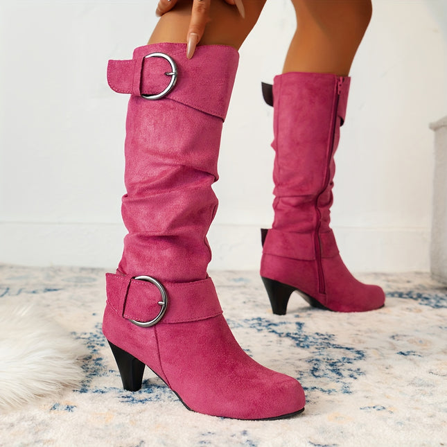 Elegant Knee-High Cone Heel Boots