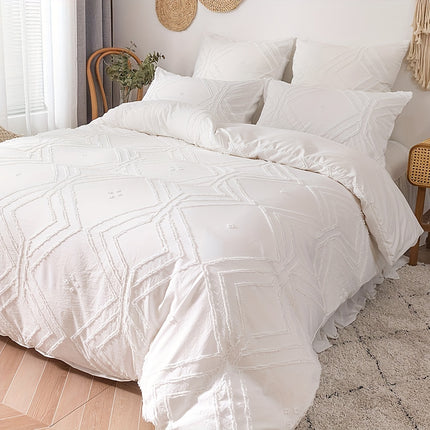 Boho Grid Tufted Duvet Cover Set - Cozy & Soft