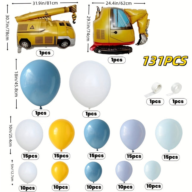 131 Pcs Construction & Traffic Vehicle Theme Arch Balloon Set