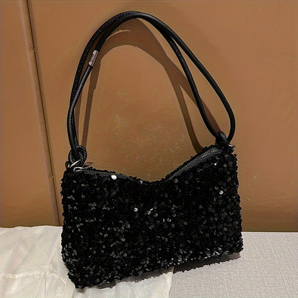 Chic Black Sequin Shoulder Bag