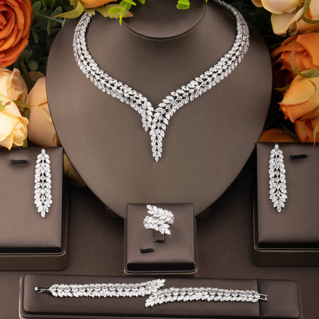Luxury V-Neck Wedding Jewelry Set