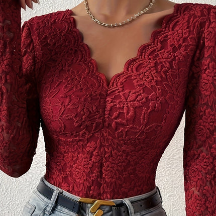 Elegant Lace Long-Sleeved Bodysuit