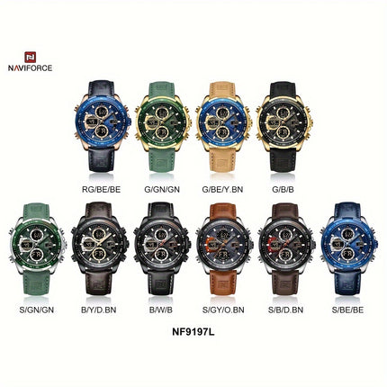 Multi-Functional Leather Quartz Watch