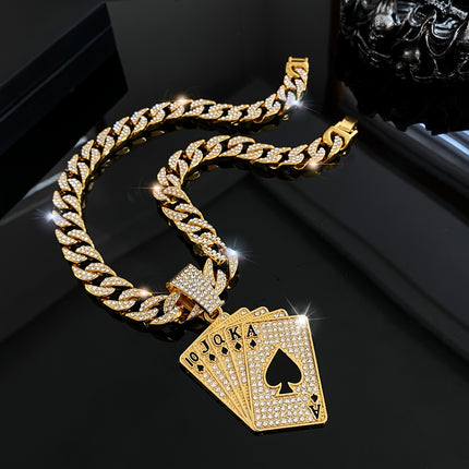 1pc Poker Pendant + Cuban Chain