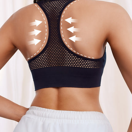 Women's Seamless Sports Bra with Front Zipper & Breathable Design