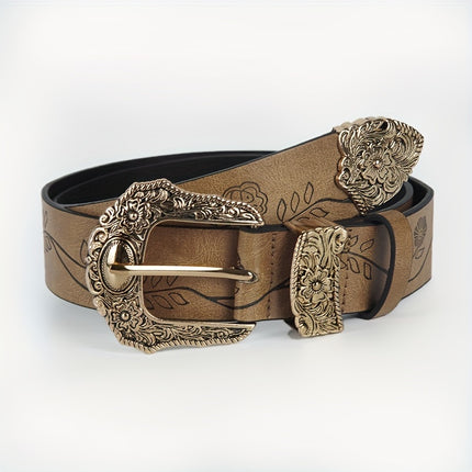 Retro Carved Flower Women's Belt