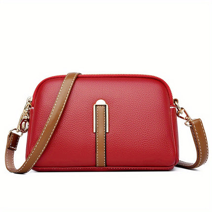 Vintage Litchi Embossed Crossbody Bag