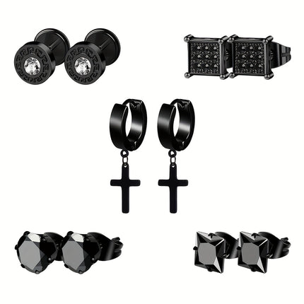 10-Pack Punk Stainless Steel Earrings
