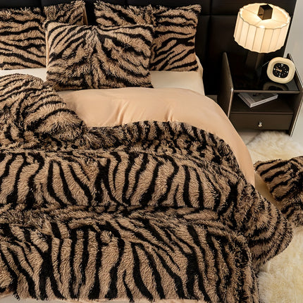 Plush Zebra Print Duvet Set