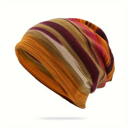 Stripe Print Pullover Winter Beanie