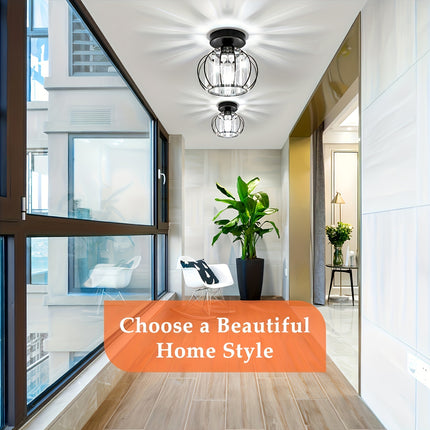 2-Pack Industrial Semi-Flush Mount Ceiling Lights – Metal Cage