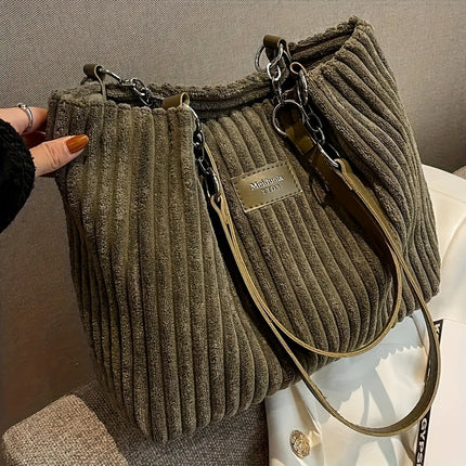 Elegant Corduroy Tote Bag – Stylish, Spacious, Everyday Essential - Monti Bargains