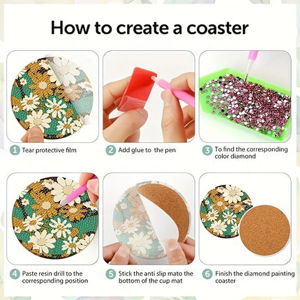 8pcs DIY Diamond Art Coasters