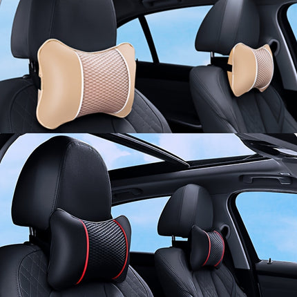 Faux Leather Knitted Car Headrest Pillow for Neck Support