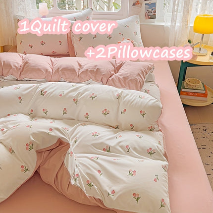Floral 3-Piece Quilt Cover Set - All-Season Comfort
