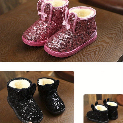 Cute Snow Boots with Sequin Bunny Ears