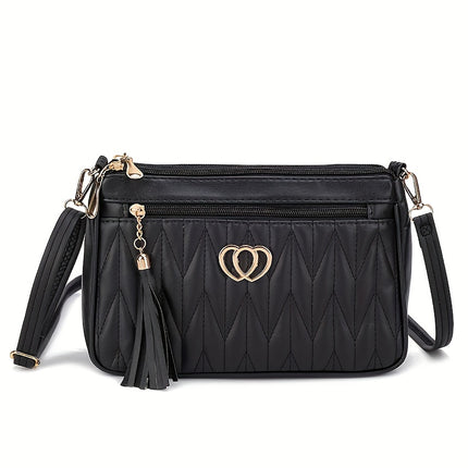 Elegant Quilted Crossbody Bag with Tassel