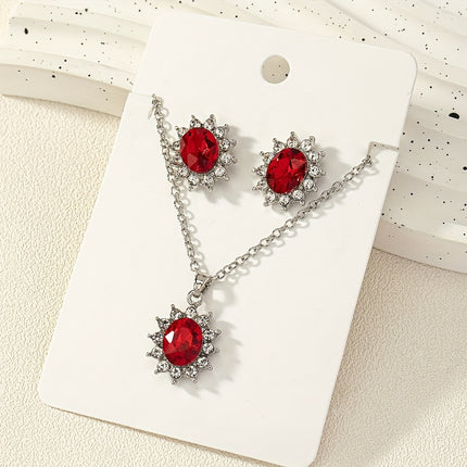 Retro Sunflower Gemstone Jewelry Set