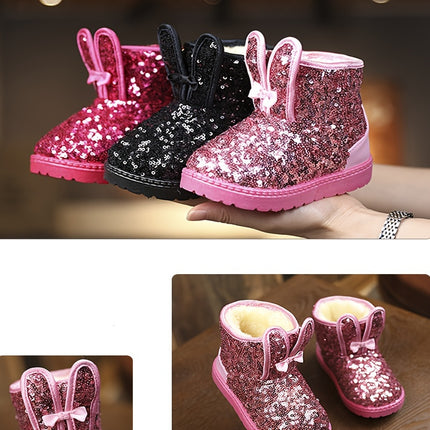 Cute Snow Boots with Sequin Bunny Ears