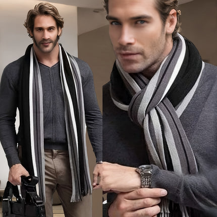 Men’s Striped Tassel Acrylic Scarf