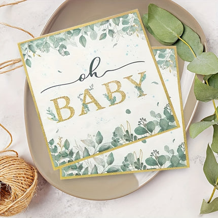 48pcs Oh Baby Golden Foil Disposable Napkins