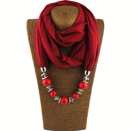 Boho Resin Bead Pendant Scarf