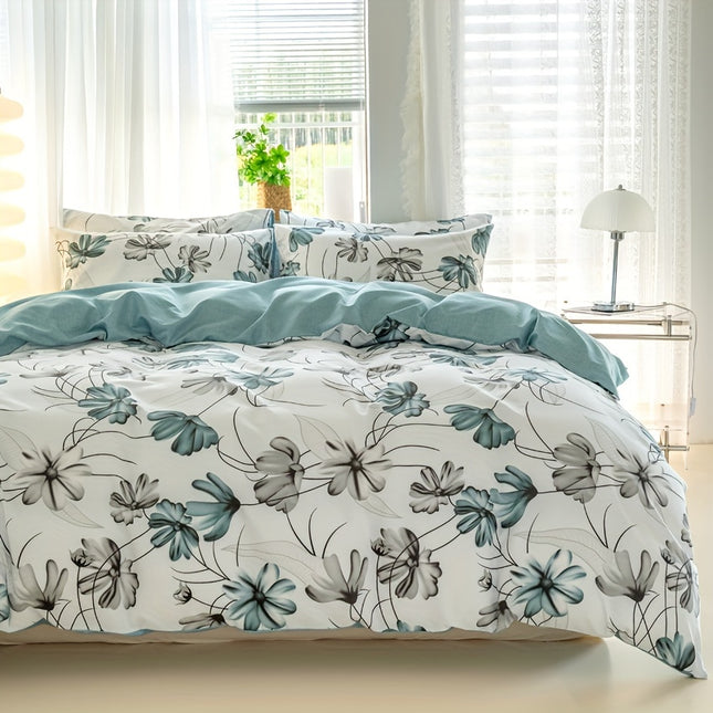 Elegant Floral Print Duvet Cover Set - Soft & Cozy