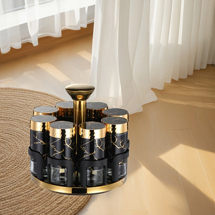 8-Piece Rotating Glass Spice Bottles Set