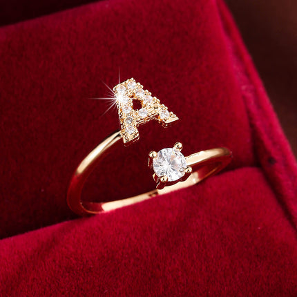 Adjustable Letter Zirconia Copper Ring