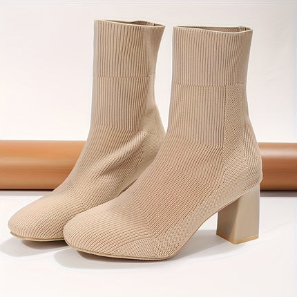 Stylish Knitted Block Heel Boots
